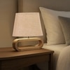 Devansh Beige Jute Table Lamp With  Wood Natural Base -9