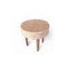 Nayla Solid Wood Stool in Ivory Sparkle Velvet Fabric