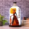 Hand Painted Laurentia Red White Glass Shade Table Lamp with Wooden Base