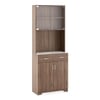 Hubert 4 Door Tall Display Cabinet in Classic Walnut Finish