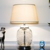 Secret Glass and Metal Table Lamp With White Cotton Shade