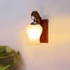 Devansh Solid Wood Electric Wall Light in Brown Colour with White Shade Count of 1 Light