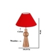 Devansh Red Cotton Table Lamp With  Wood Natural Base (10X18 Inches)-29