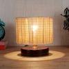 Graham Beige Bamboo Shade Table Lamp with Brown Wooden Base