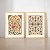 Mughal Floral Motifs Set of 2 Framed Posters Indian Art 45x60 cm