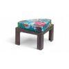 Nashville Sheesham Wood 4 Seater Coffee Table Set In Antique Grey Finish Floral Print Green Kantha Cushion