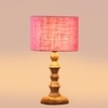 Devansh Pink Jute Table Lamp With  Wood Natural Base (7X7X15.5 Inches)-11