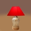 Devansh Conical  Red Cotton Shade  Lamp With  Wood & Mosaicglass Base For Decoration /Office/Home/Gifting/Study For Decoration /Office/Home/Gifting/Study -(10X10X14.5) Inches -