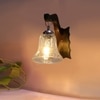 Devansh Solid Wood Electric Wall Light in Brown Colour with Transparent Shade Count of 1 Light