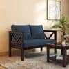 Alden 2 Seater Wooden Sofa (Indigo Blue Honduras)