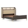 Fiji Wingback Cane and Solid Wood King Size Non-Storage Bed in Almond beige