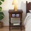 Nilaya Sheesham Wood Bedside Table in Provincial Teak Finish with Drawer