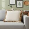 Ruffle Natural  And Khaki Knitted Cushion Cover  16X16 Inches