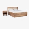 Kyoto Solid Wood Queen Hydraulic Bed in Brown Colour