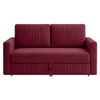 Alfon 2 Seater Velvet Pull Out Sofa Cum Bed with Storage In Maroon