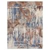 Ivory Blue Brown Abstract Wool Silk Hand Tufted Area Rug for Living Room Bedroom 5x8