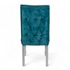 Oliver wood Set of 2 Dining Chairs in Turquoise Sea Velvet Upholstery with SILVER FINISH