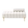 Doe Buck Luxury Boucle Accent Lounge Chair in White Colour with Gold Metal Legs