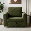 Baruna 1 Seater Velvet Pull Out Sofa Cum Bed with Storage In Green Color