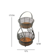 Ireka Home Swirl Acacia Wood Storage Basket with Metal Handles