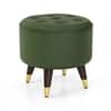 Rene Tuffed Pouffee In Mango Walnut Finish with Olive Leatherette Colour