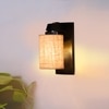 Devansh Solid Wood Electric Wall Light in Brown Colour with Beige Shade Count of 1 Light