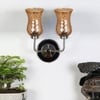 Devansh Steel Electric Wall Light in Steel Colour with Lavender Shade Count of 2 Lights