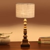Devansh White Jute Table Lamp With  Wood Natural Base (7X7X21.25 Inches)-10