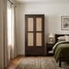 Rita Solid Wood Two Door With Two Drawer Rattan Cane Designed Wardrobe  In Tubbeco Finish