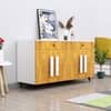 Hexa Red Multipurpose Storage Cabinet With 2 Drawer 4 Door in Frosty White And Giant Wood Colour