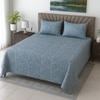 Green Shade Abstract 400 TC Cotton Flat Super King Size Bedsheet With 2 Pilllow Covers From Threads