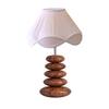 Devansh Off-White Vintage Cotton Table Lamp With Wood Pebble Lamp (12X12X16.5) Inches -C