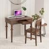 Aninya Shesham Solid Wood 1 Drawer Desk In Provincial Teak Finish
