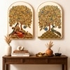Mughal Royal Lady with Peacock Wall Art Painting Set of 2 Gold Frame 16 x 24 Inch