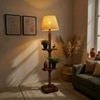 Elania Beige Jute Floor Lamp with Beige Jute Base