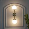 Balts Twin Brass Wall Light with Opal Glass Globe Shades