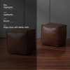 Cube Collection Brown Faux Leather Pouf Ottoman Set Of 2