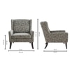 Joan Printed Canvas Geometry Fabric Wing Chair in Green Colour