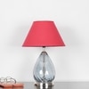 DECADE Blue Luster Glass and Metal Table Lamp With Maroon Cotton Shade