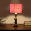 Devansh Pink Jute Table Lamp With Wood Natural Base (7X17.5 Inches)-11