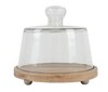 Ireka Homes Sugar Shell Acacia Wood Cake Stand with Glass Dome