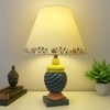 Wing Classic Pink Stone Beige Wooden Table Lamp in Multicolor