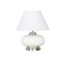 MALOTO Frosted White Glass and Chrome Finish Metal Table Lamp With White Cotton Shade