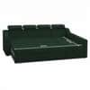Luna 5 Seater Velvet LHS Pull Out Sofa Cum Bed in Green Color With Storage
