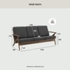 Scandinavian Aston Three Seater Sofa Brown Walnut Finish