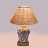 Devansh Conical Beige Jute Shade Lamp With Wood & Mosaic Glass Base For Decoration/Office/Home/Gifting/Study For Decoration/Office/Home/Gifting/Study -(10X10X14.5) Inches -A