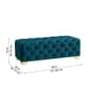Doe Buck Velvet Tufted Bench in Teal Colour with Gold Base