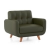 Waverly 1 Seater Leather Sofa in Army Green Colour