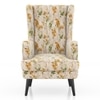 Genoa Wing Chair In Mustard Floral Colour