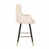 Doe Buck Nolen Upholstered Bar Stool in Beige Colour with Gold Tip Legs